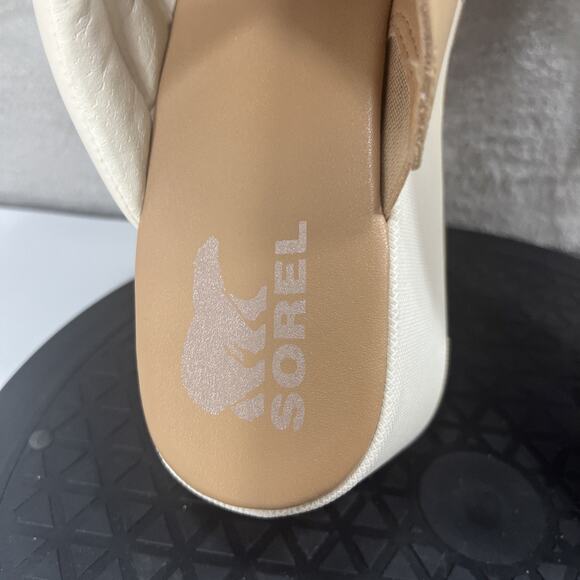 Sorel Cameron Leather Flatform Womens Size 9.5 Brown/Cream Platform Sandals - Picture 7 of 10